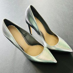 ZARA Pointy Silver Stilettos Size 37 (US 6 1/2")